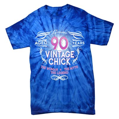 Genuine Aged 90 Years Vintage Chick 90th Birthday Tie-Dye T-Shirt