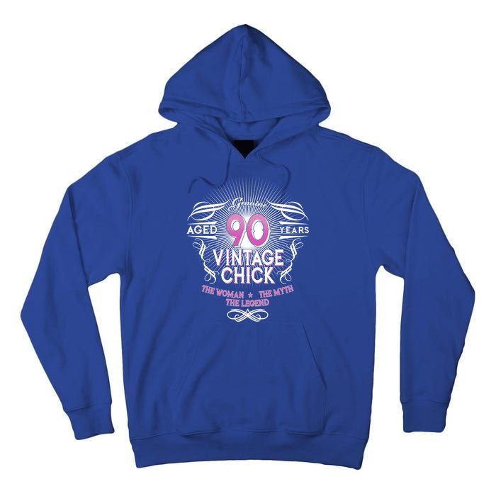 Genuine Aged 90 Years Vintage Chick 90th Birthday Tall Hoodie