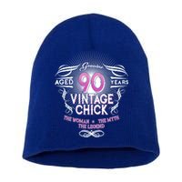 Genuine Aged 90 Years Vintage Chick 90th Birthday Short Acrylic Beanie