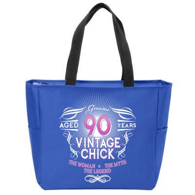 Genuine Aged 90 Years Vintage Chick 90th Birthday Zip Tote Bag