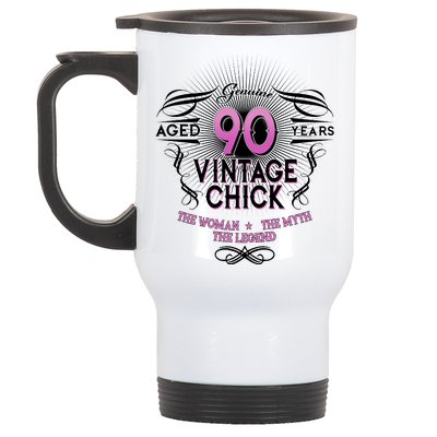 Genuine Aged 90 Years Vintage Chick 90th Birthday Stainless Steel Travel Mug