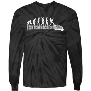 Guitarist Evolution On Headstock Rock On Guitar Player Tie-Dye Long Sleeve Shirt