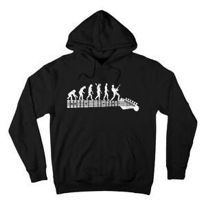 Guitarist Evolution On Headstock Rock On Guitar Player Tall Hoodie