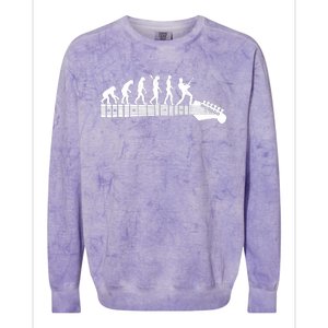 Guitarist Evolution On Headstock Rock On Guitar Player Colorblast Crewneck Sweatshirt