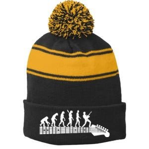 Guitarist Evolution On Headstock Rock On Guitar Player Stripe Pom Pom Beanie