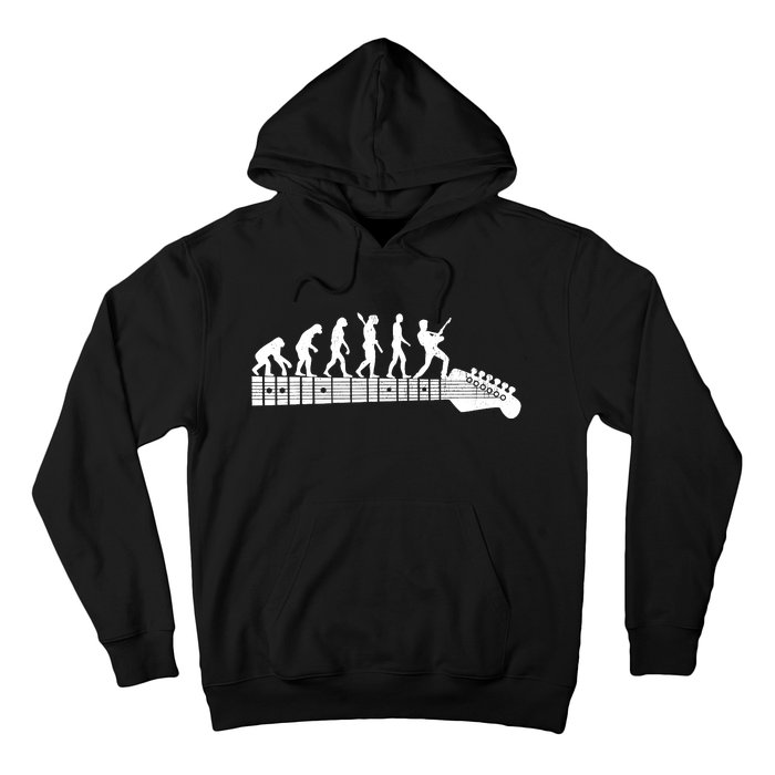 Guitarist Evolution On Headstock Rock On Guitar Player Hoodie