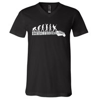 Guitarist Evolution On Headstock Rock On Guitar Player V-Neck T-Shirt