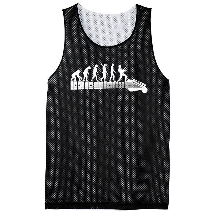 Guitarist Evolution On Headstock Rock On Guitar Player Mesh Reversible Basketball Jersey Tank