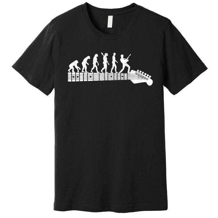 Guitarist Evolution On Headstock Rock On Guitar Player Premium T-Shirt