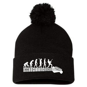 Guitarist Evolution On Headstock Rock On Guitar Player Pom Pom 12in Knit Beanie