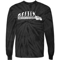 Guitarist Evolution On Headstock Rock On Guitar Player Tie-Dye Long Sleeve Shirt