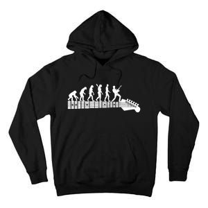 Guitarist Evolution On Headstock Rock On Guitar Player Tall Hoodie