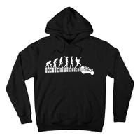 Guitarist Evolution On Headstock Rock On Guitar Player Tall Hoodie