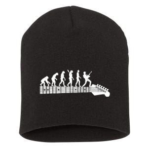 Guitarist Evolution On Headstock Rock On Guitar Player Short Acrylic Beanie