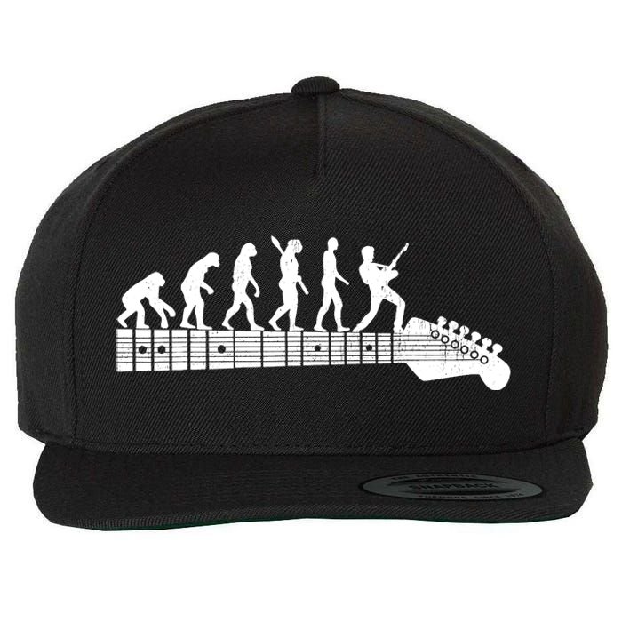 Guitarist Evolution On Headstock Rock On Guitar Player Wool Snapback Cap