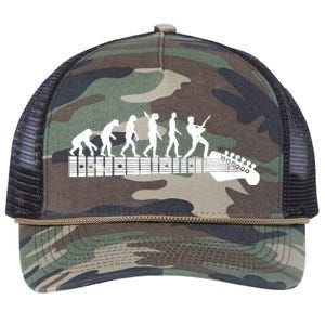 Guitarist Evolution On Headstock Rock On Guitar Player Retro Rope Trucker Hat Cap