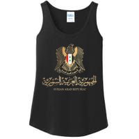 Golden Emblem Of Syria Arab Republic With Syria Flag Sign Ladies Essential Tank