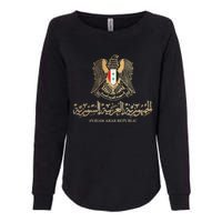 Golden Emblem Of Syria Arab Republic With Syria Flag Sign Womens California Wash Sweatshirt