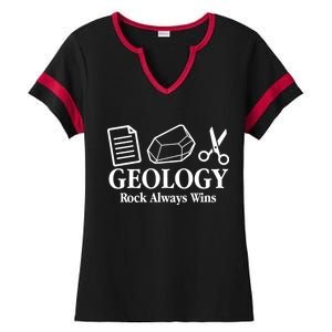 Geology Rock Always Wins Ladies Halftime Notch Neck Tee