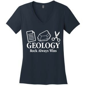 Geology Rock Always Wins Women's V-Neck T-Shirt