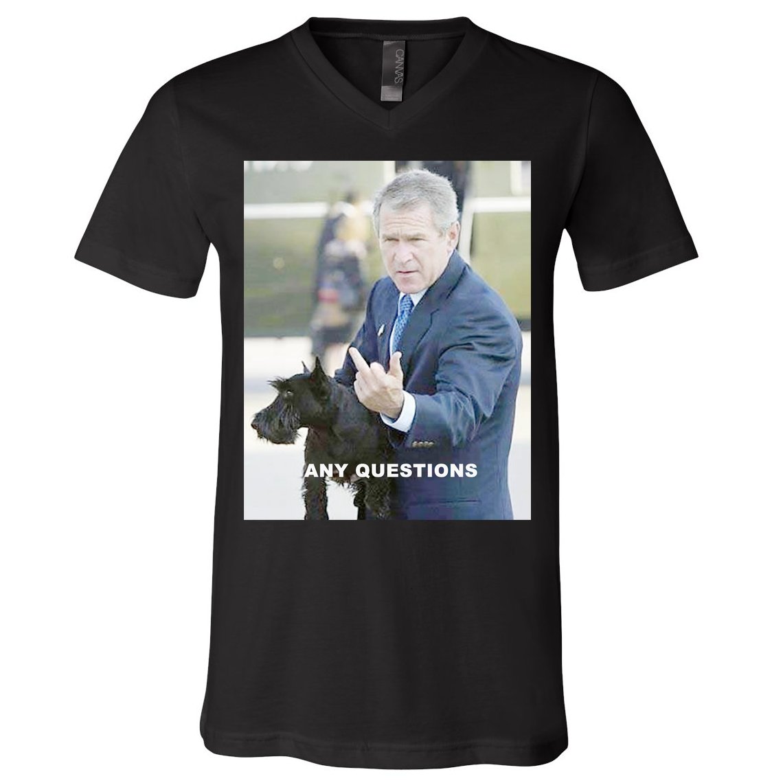 George Bush Middle Finger V-Neck T-Shirt