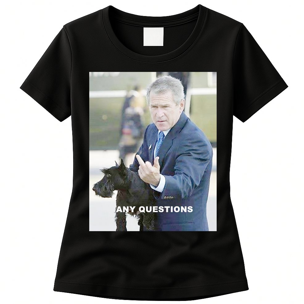 George Bush Middle Finger Womens T-Shirt