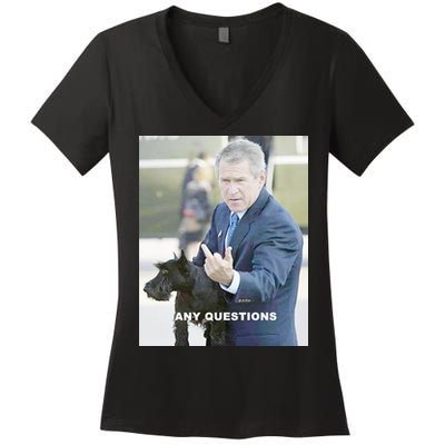 George Bush Middle Finger Women's V-Neck T-Shirt