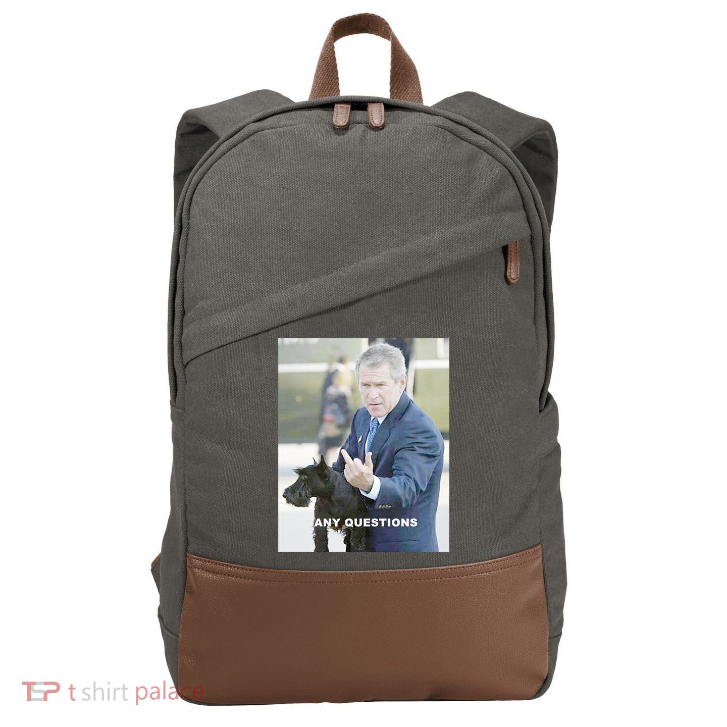 George Bush Middle Finger Cotton Canvas Backpack
