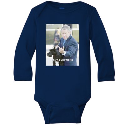 George Bush Middle Finger Baby Long Sleeve Bodysuit