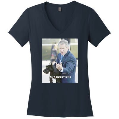 George Bush Middle Finger Women's V-Neck T-Shirt