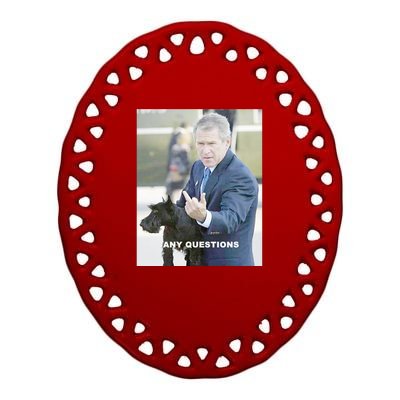 George Bush Middle Finger Ceramic Oval Ornament