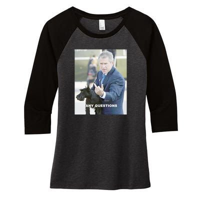 George Bush Middle Finger Women's Tri-Blend 3/4-Sleeve Raglan Shirt