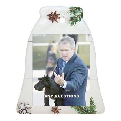 George Bush Middle Finger Ceramic Bell Ornament