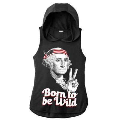 George Washington Born To Be Wild Ladies PosiCharge Tri-Blend Wicking Draft Hoodie Tank