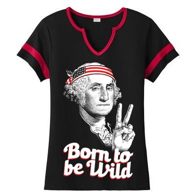 George Washington Born To Be Wild Ladies Halftime Notch Neck Tee