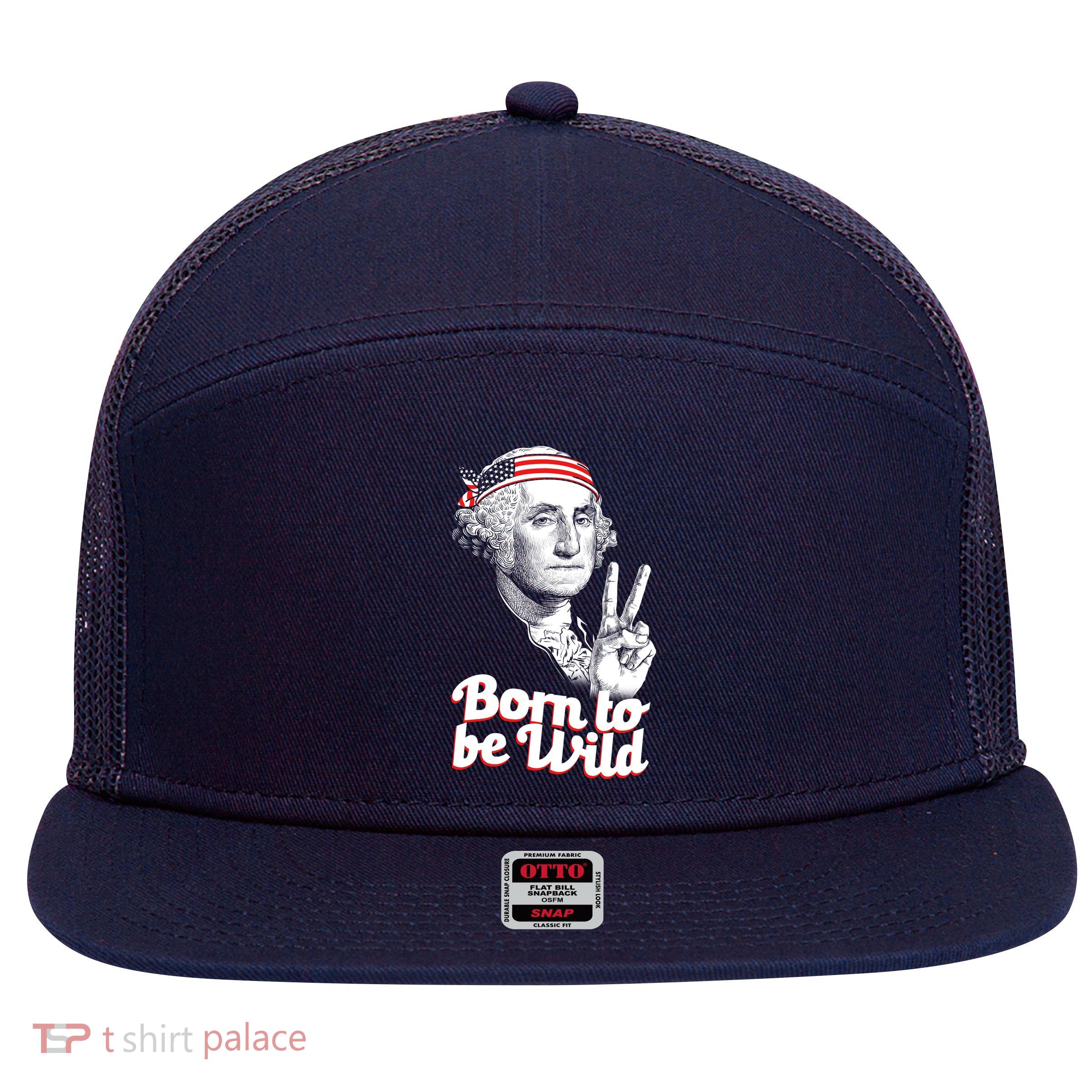 George Washington Born To Be Wild 7 Panel Mesh Trucker Snapback Hat