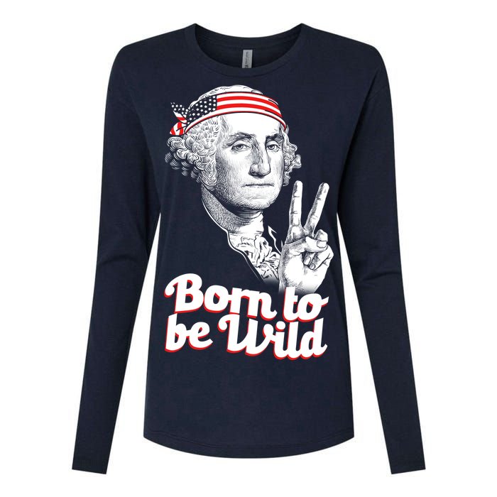 George Washington Born To Be Wild Womens Cotton Relaxed Long Sleeve T-Shirt