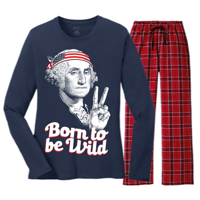 George Washington Born To Be Wild Women's Long Sleeve Flannel Pajama Set 