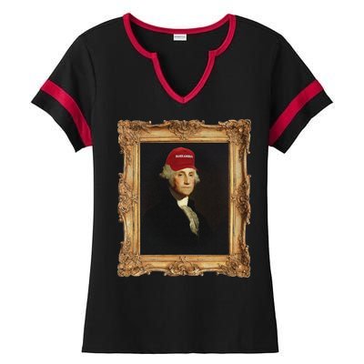 George Washington Make America Portrait Ladies Halftime Notch Neck Tee