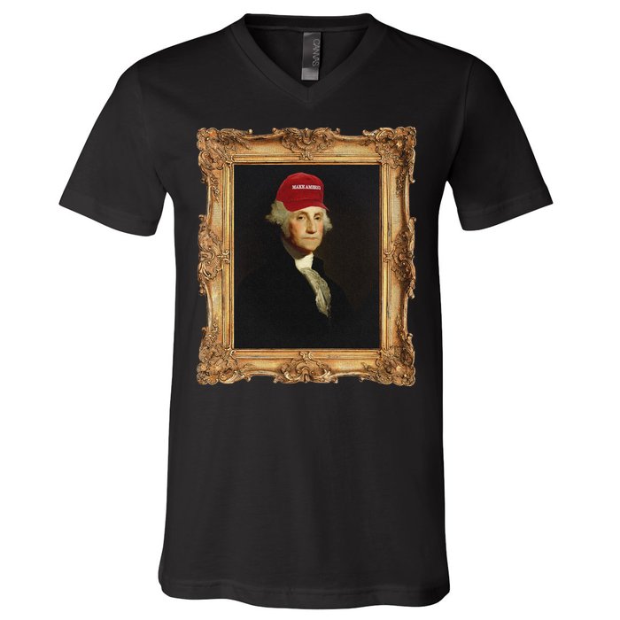 George Washington Make America Portrait V-Neck T-Shirt