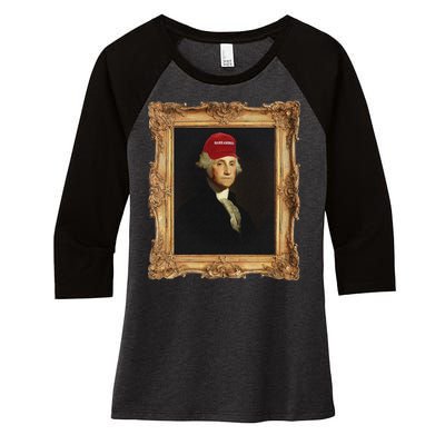 George Washington Make America Portrait Women's Tri-Blend 3/4-Sleeve Raglan Shirt