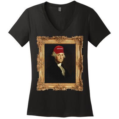 George Washington Make America Portrait Women's V-Neck T-Shirt