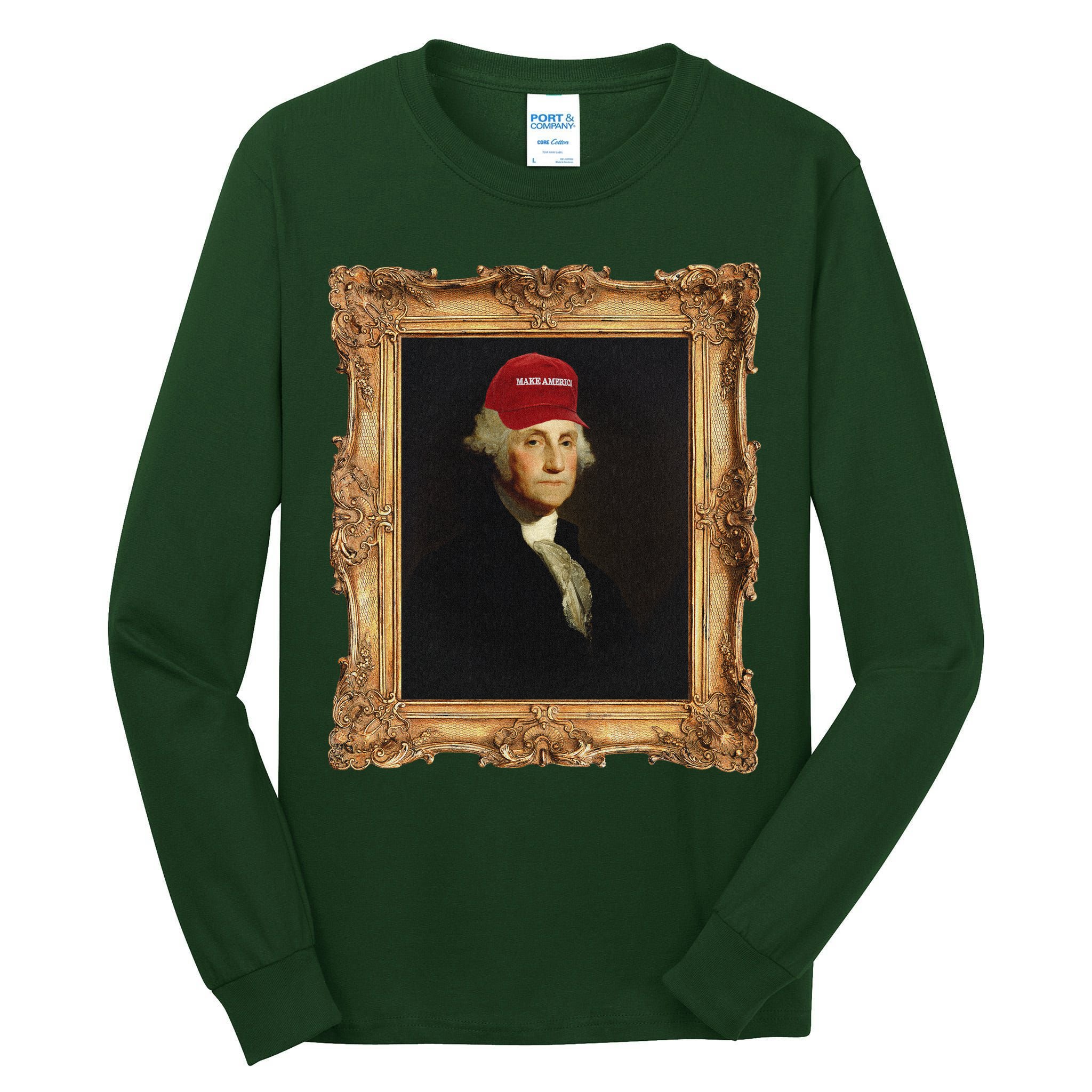 George Washington Make America Portrait Tall Long Sleeve T