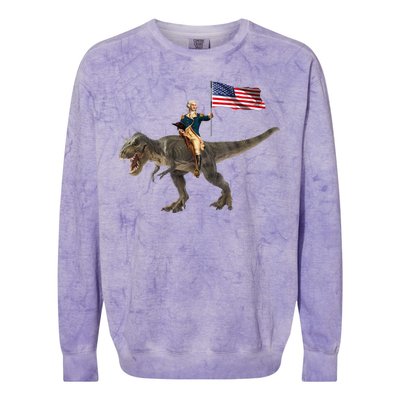 George Washington On A Dinosaur Colorblast Crewneck Sweatshirt