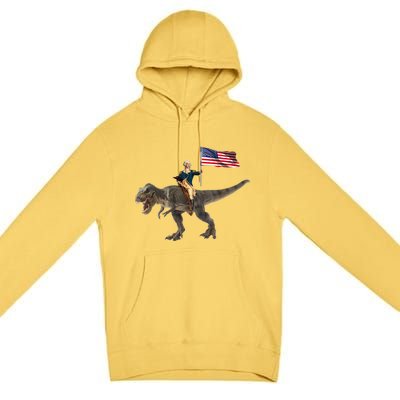 George Washington On A Dinosaur Premium Pullover Hoodie