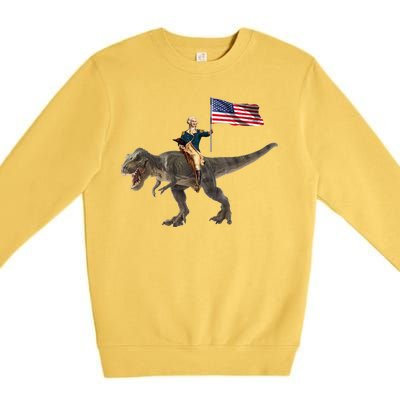 George Washington On A Dinosaur Premium Crewneck Sweatshirt