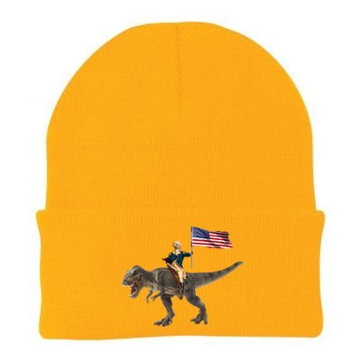 George Washington On A Dinosaur Knit Cap Winter Beanie