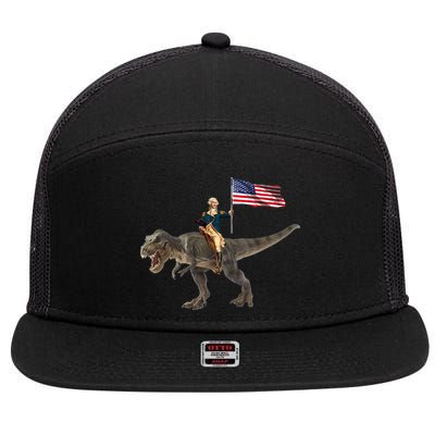 George Washington On A Dinosaur 7 Panel Mesh Trucker Snapback Hat