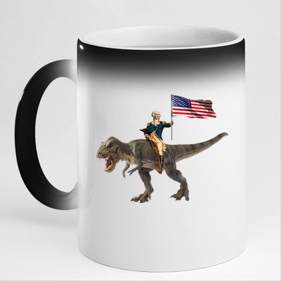 George Washington On A Dinosaur 11oz Black Color Changing Mug