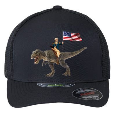 George Washington On A Dinosaur Flexfit Unipanel Trucker Cap